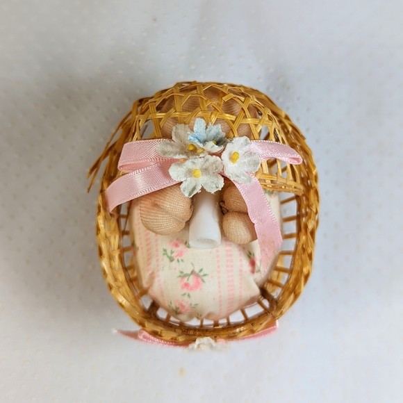 Vintage Miniature Ooak Handmade Nylon Pantyhose Doll And Baby Carriage 3x3.5x2in - Picture 2 of 10